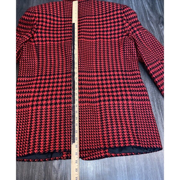 VTG LINDA ALLARD FOR ELLEN TRACY WOOL BLAZER JACKET  RED BLACK PLAID SIZE 14 - Picture 11 of 15
